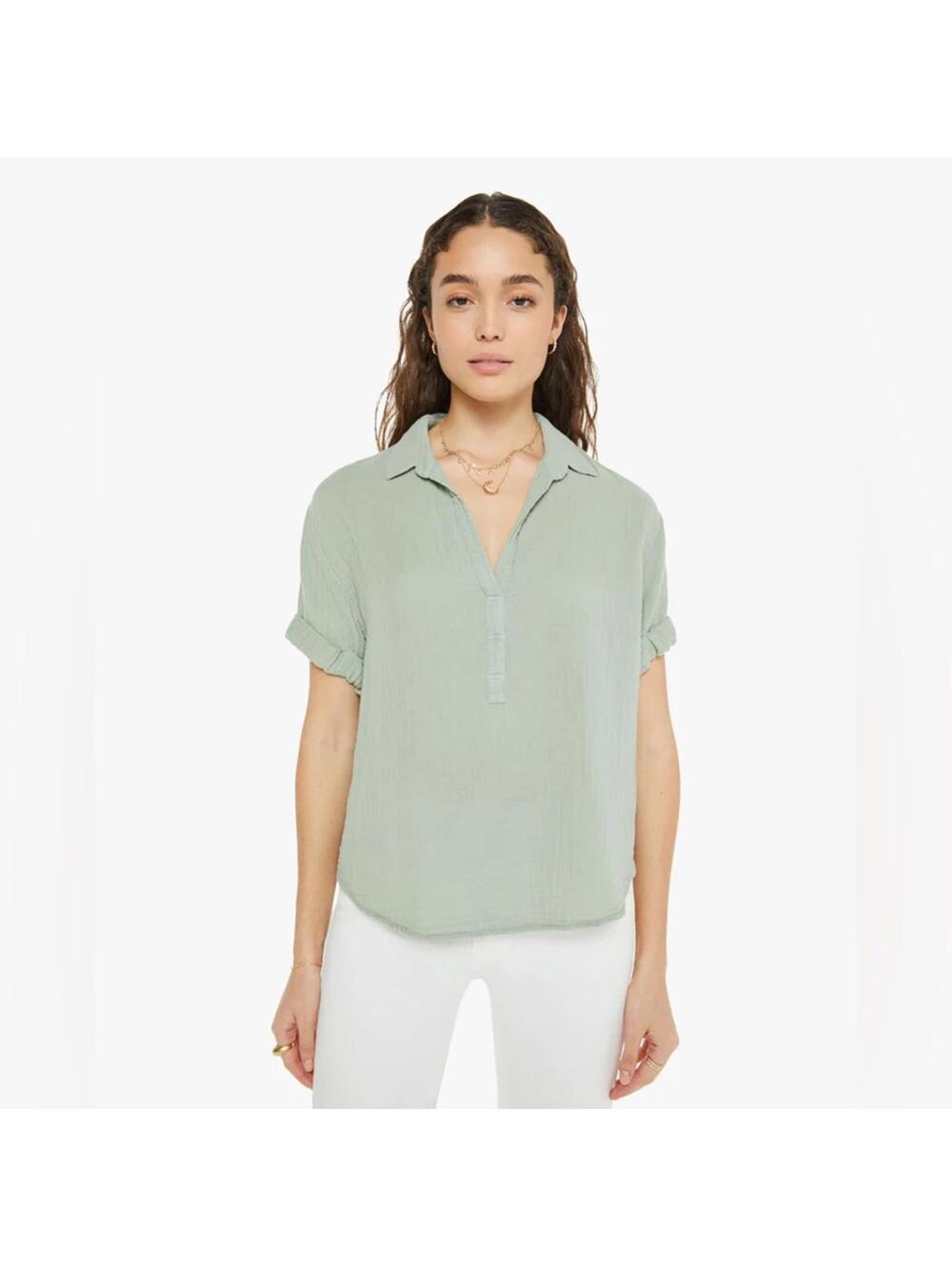 XiRENA Cruz Top Cotton in the Color Aqua Green Size Medium